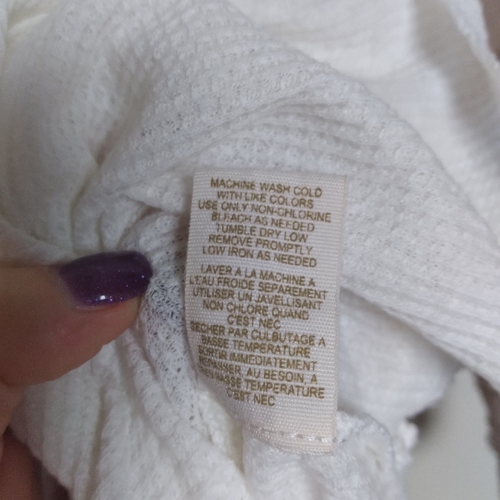 Free People White and Light Brown Crochet Neutral Thermal Top Size Xs - Picture 11 of 11